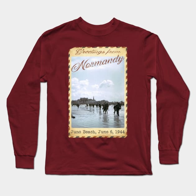 Greetings from Normandy - Juno Beach Long Sleeve T-Shirt by TenomonMalke